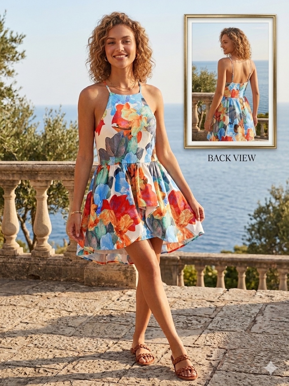 Raga EUC floral skater peplum dress
Lined w/built in cups adjustable
Straps LG